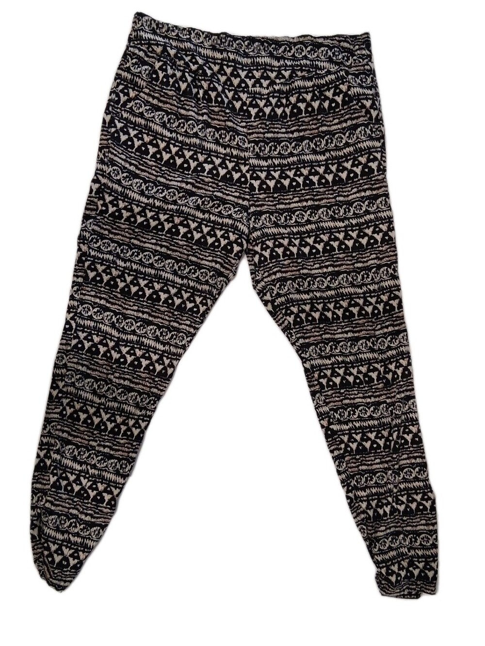 Dizzire Black Cream Geometric Lounge Pants Size L